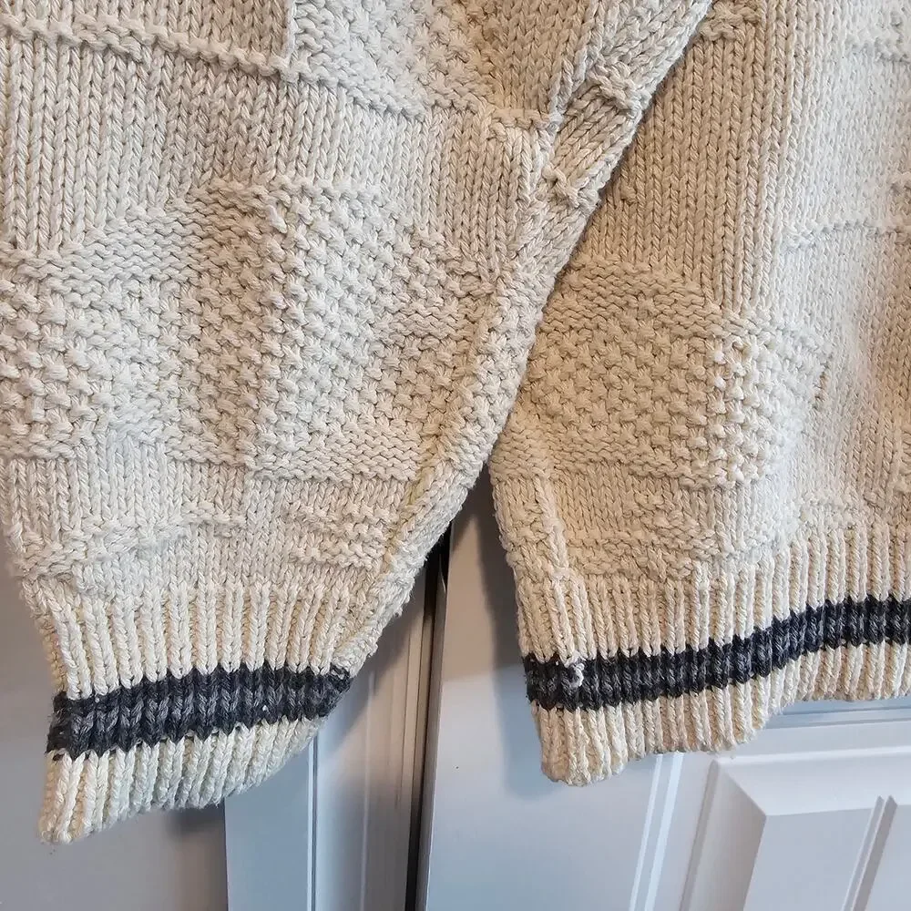 Vintage Croft & Barrow Wolves Sweater Mens Lg White 90s Cosby Academia Grandpa